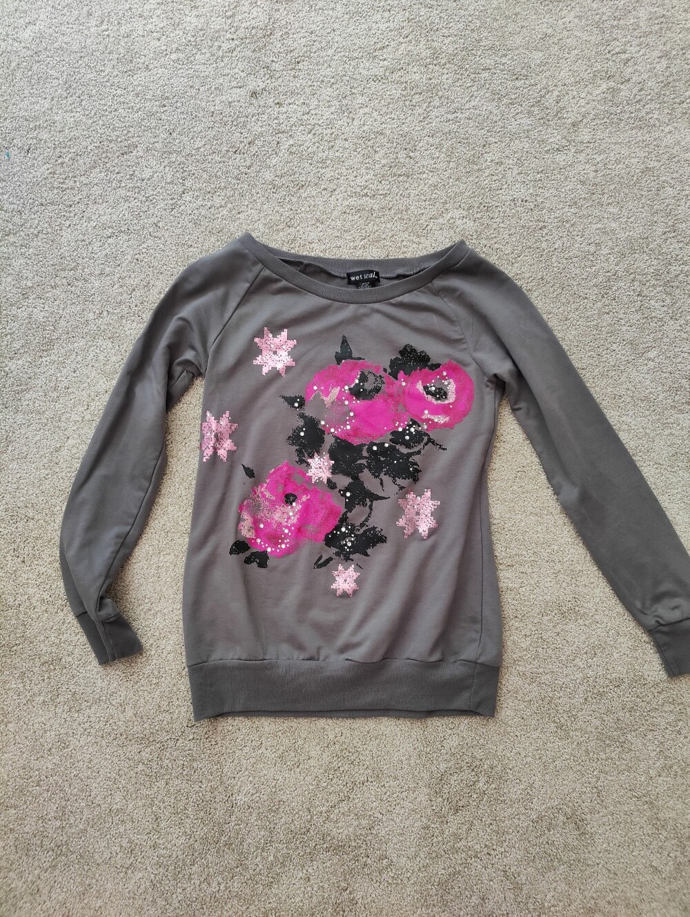 Vintage Wet Seal Floral Sequin Sweatshirt.